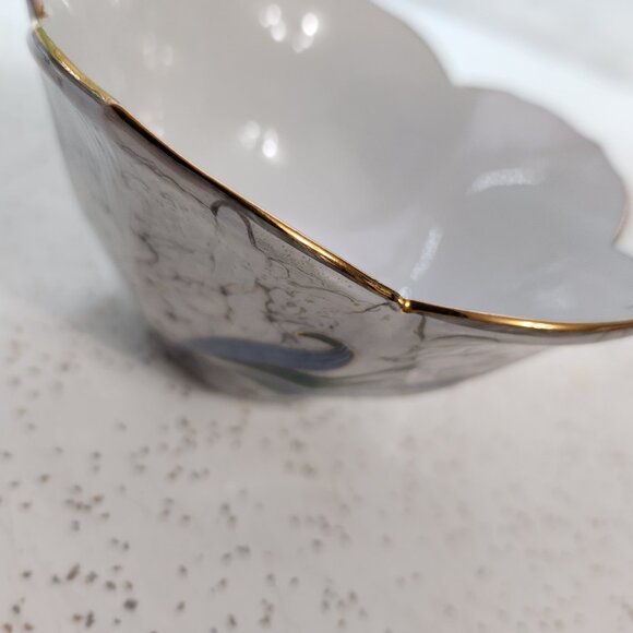 Fine China Grey Floral Lotus Bowl - Picture 6 of 8